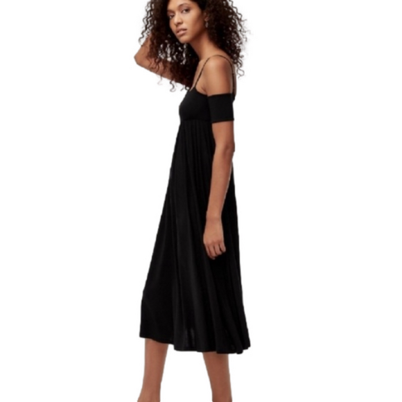 Aritzia Dresses & Skirts - ARITZIA WILFRED Gardiner Midi Dress Black Small Adjustable Strap Jersey Knit